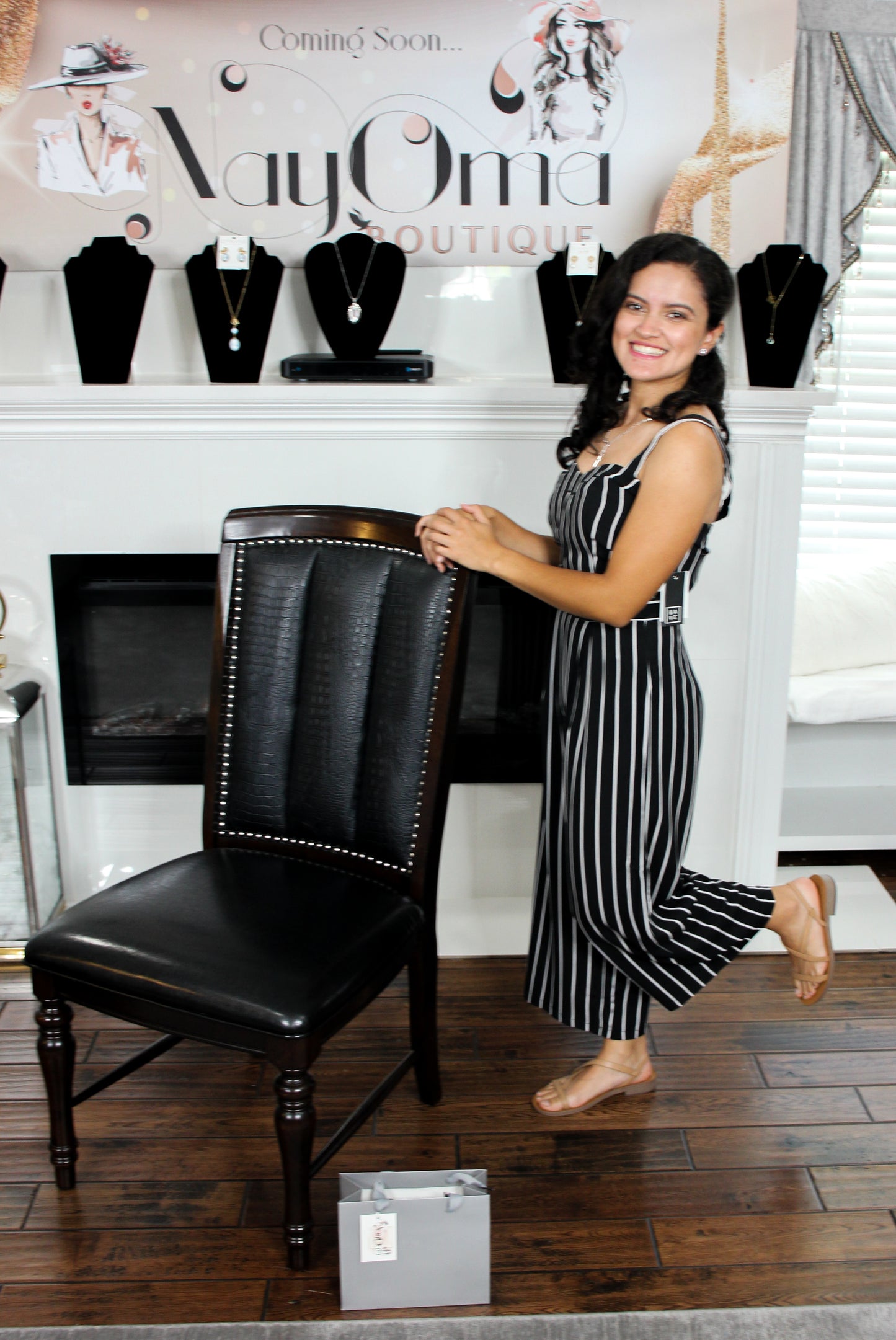 SUMMER-MIDNIGHT BLACK & WHITE STRIPES JUMPSUIT