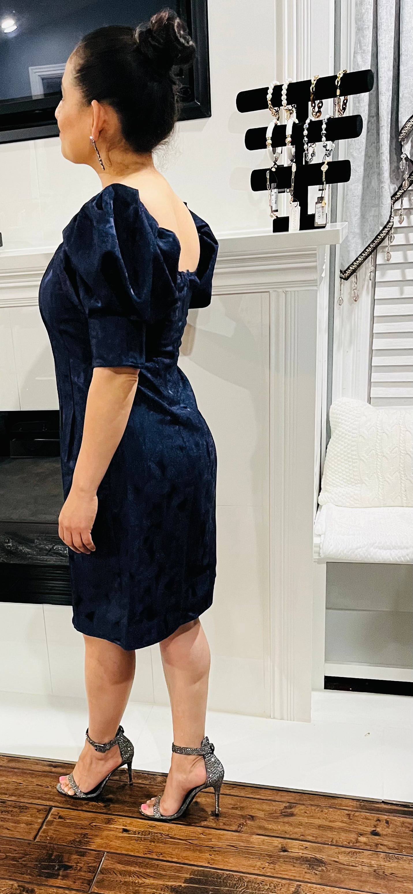 Night Blue Jacqurad Dress